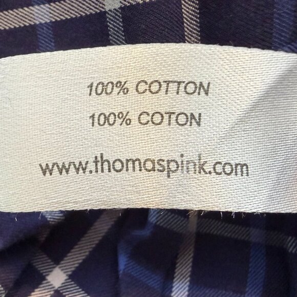 Thomas Pink Men's Blue & White Plaid Cotton Dress Shirt, 15 ½/34, Like New - Picture 10 of 11